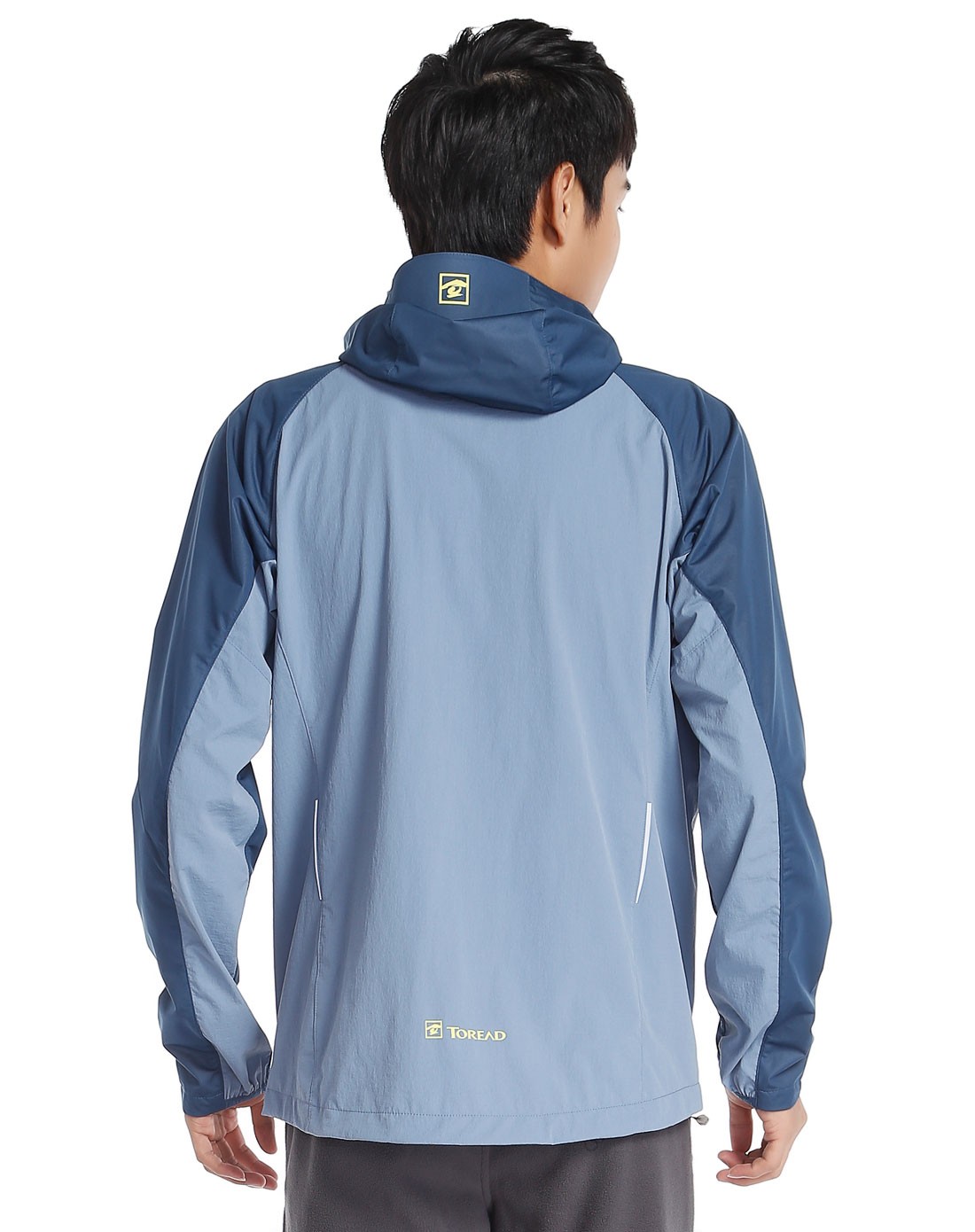 男款户外动感铁蓝灰色长袖越野防风外套