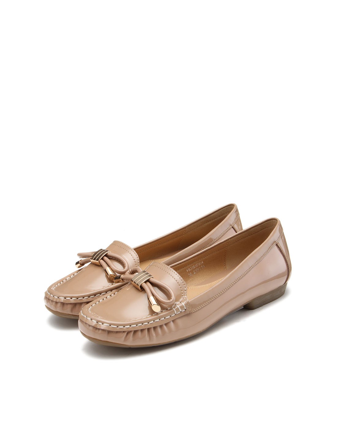 菲伯丽尔fbl 裸色牛皮休闲单鞋