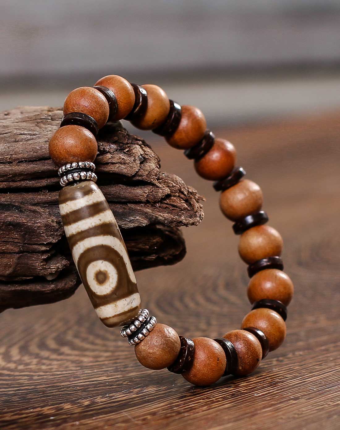 (西藏)二眼天珠-藏式天然天珠手串(附证书)