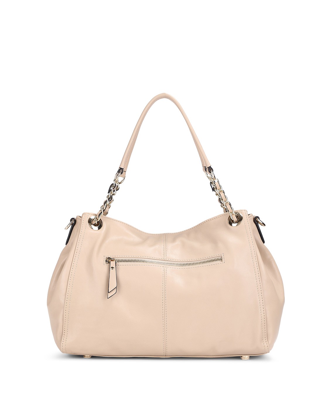 女款杏色牛皮革手提包