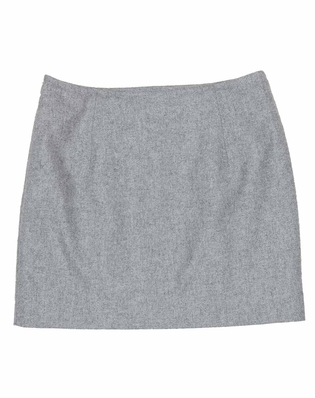浅灰色简约毛呢短裙