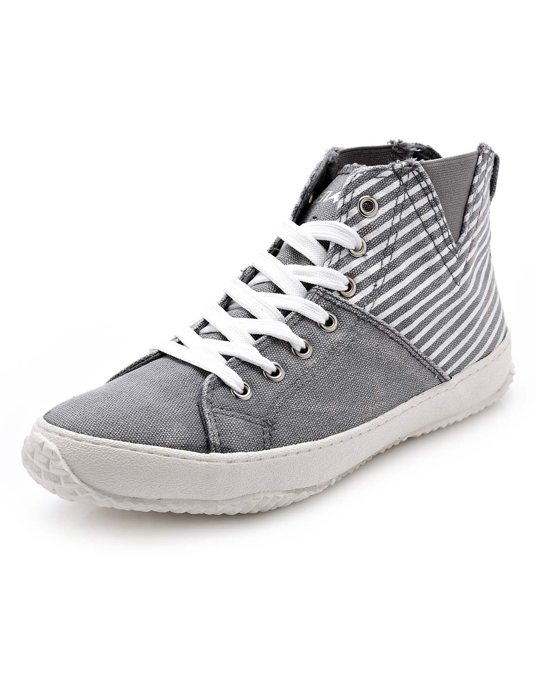 男款浅灰色休闲高帮帆布鞋