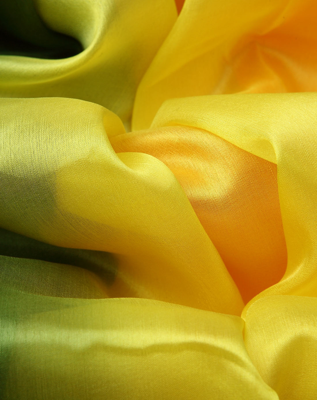 青黄橙渐变真丝渐变洋纺长巾