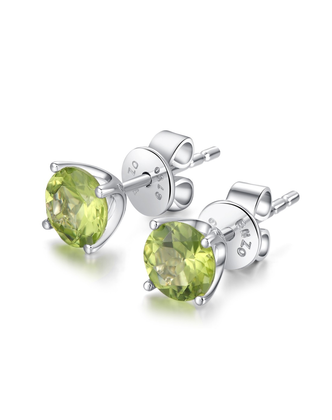 生辰石系列 八月生辰石 18k白金橄榄石耳钉女