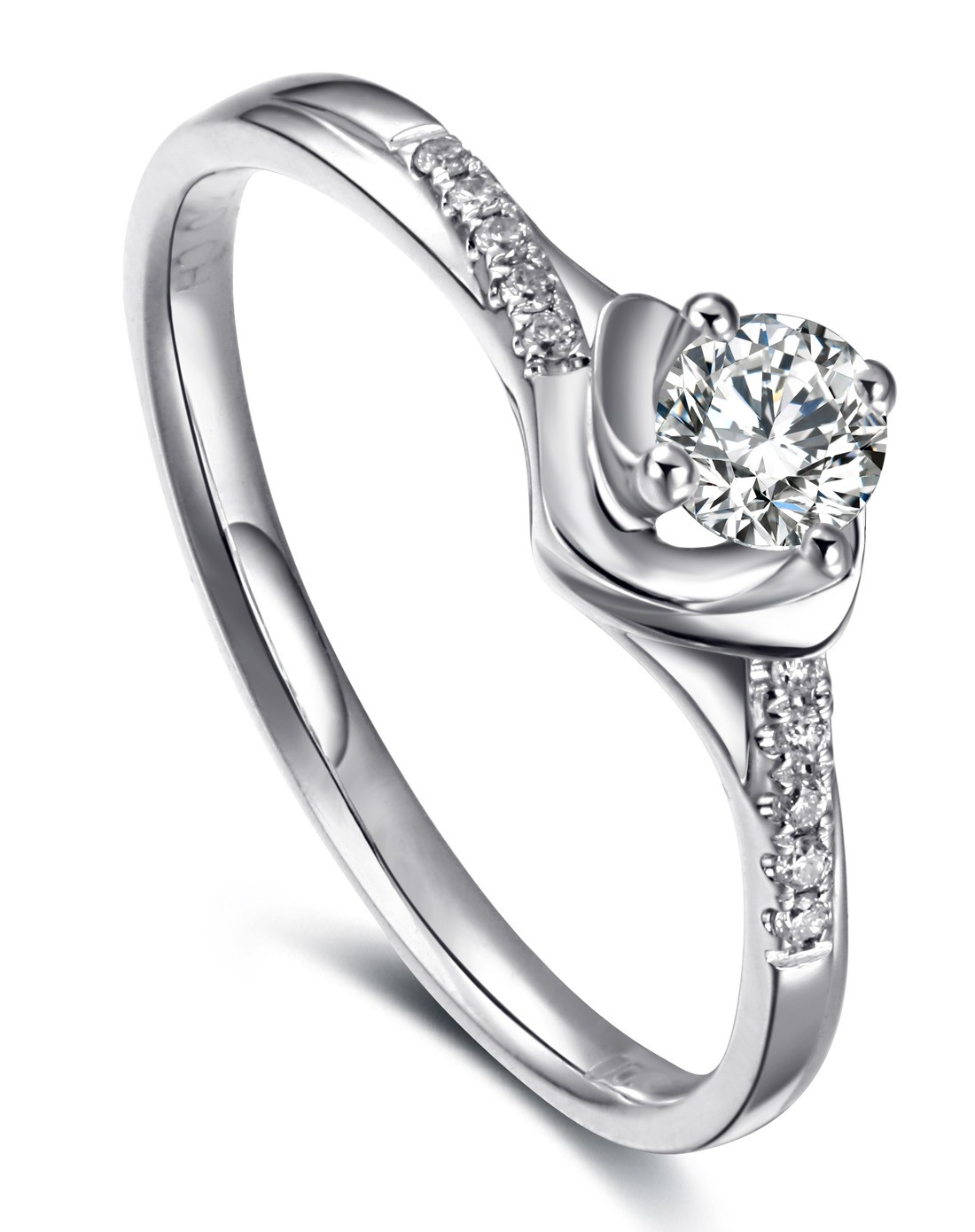 18k白金钻石戒指执子之手