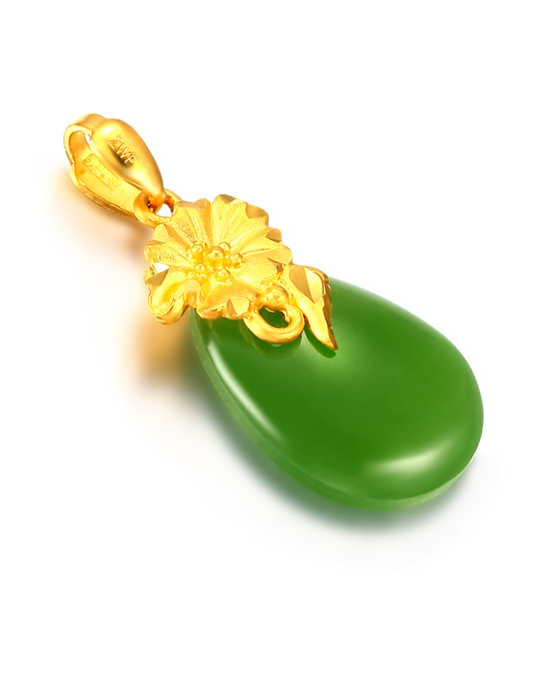 张万福zwf珠宝专场-金兰和田碧玉千足金吊坠皇室贵气