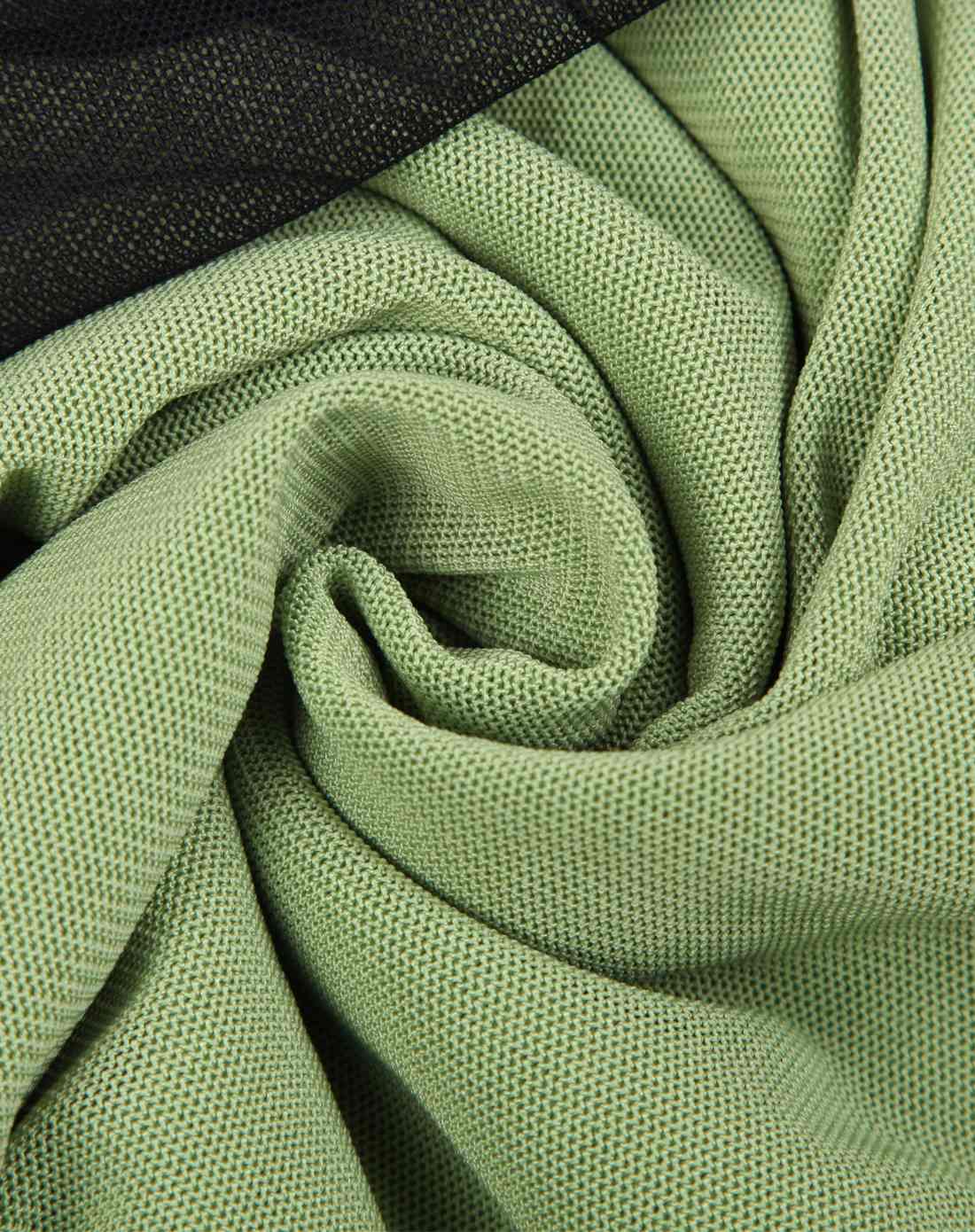 网格纱典黑绿色短袖娃娃裙