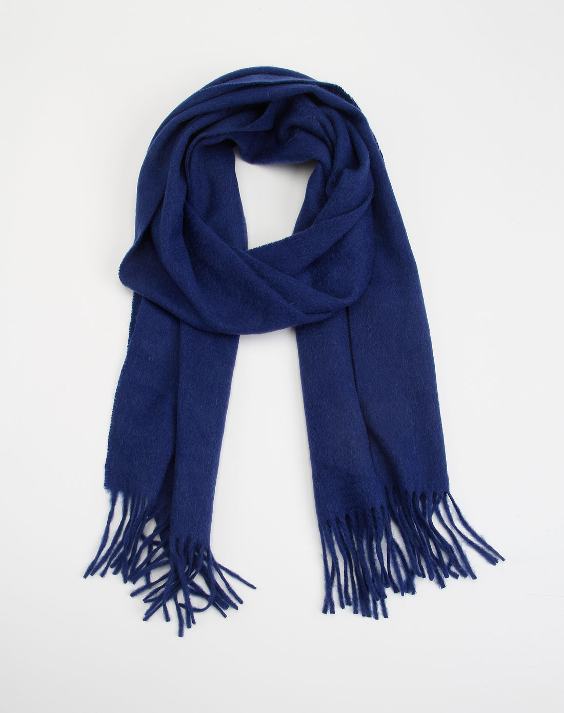 深蓝色羊毛围巾