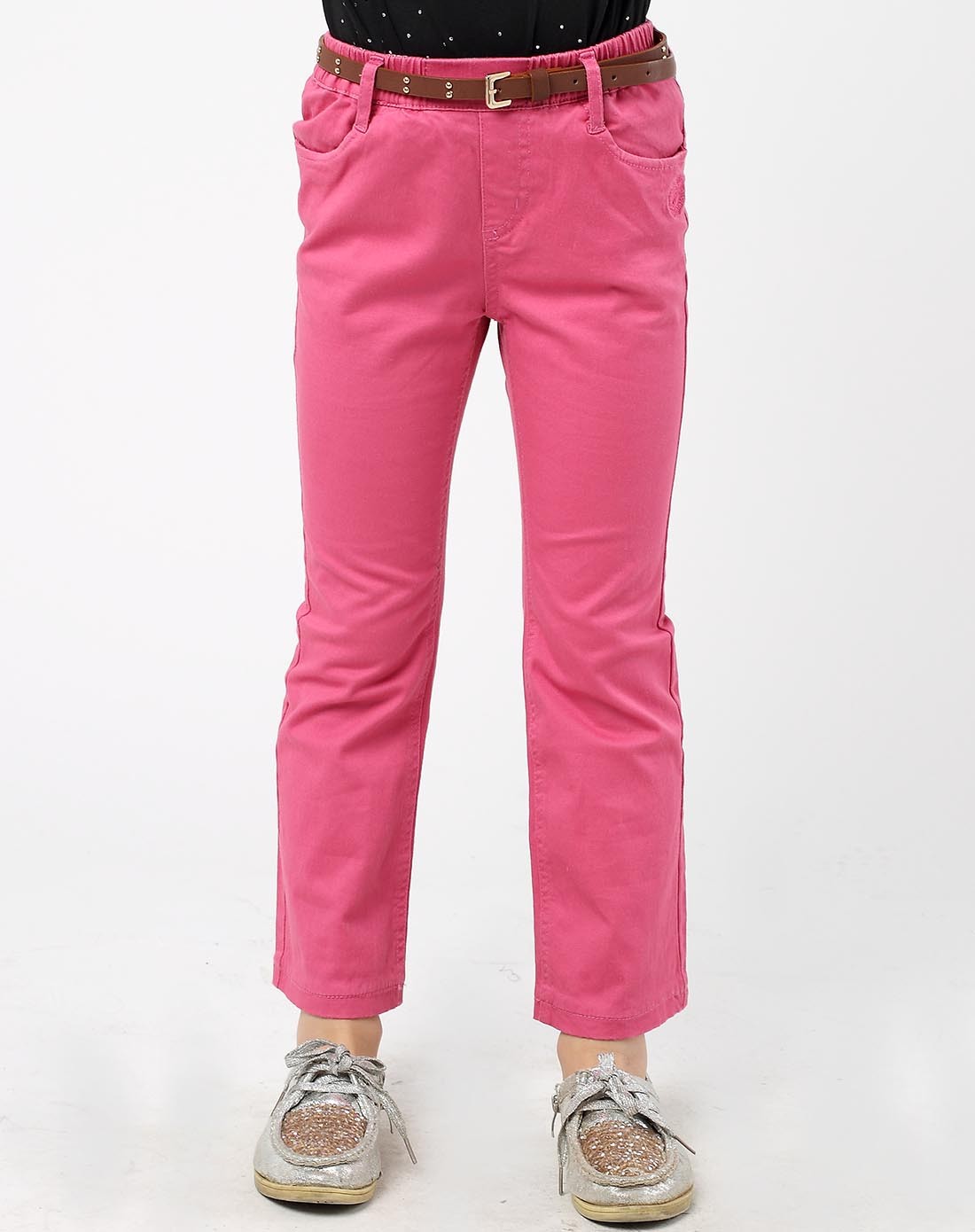 女童深紫粉梭织单裤