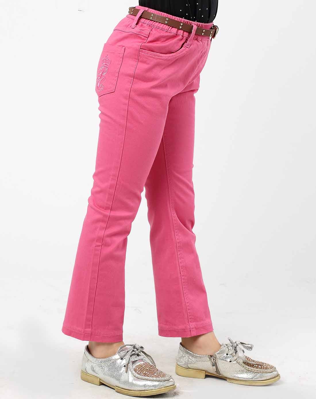 女童深紫粉梭织单裤