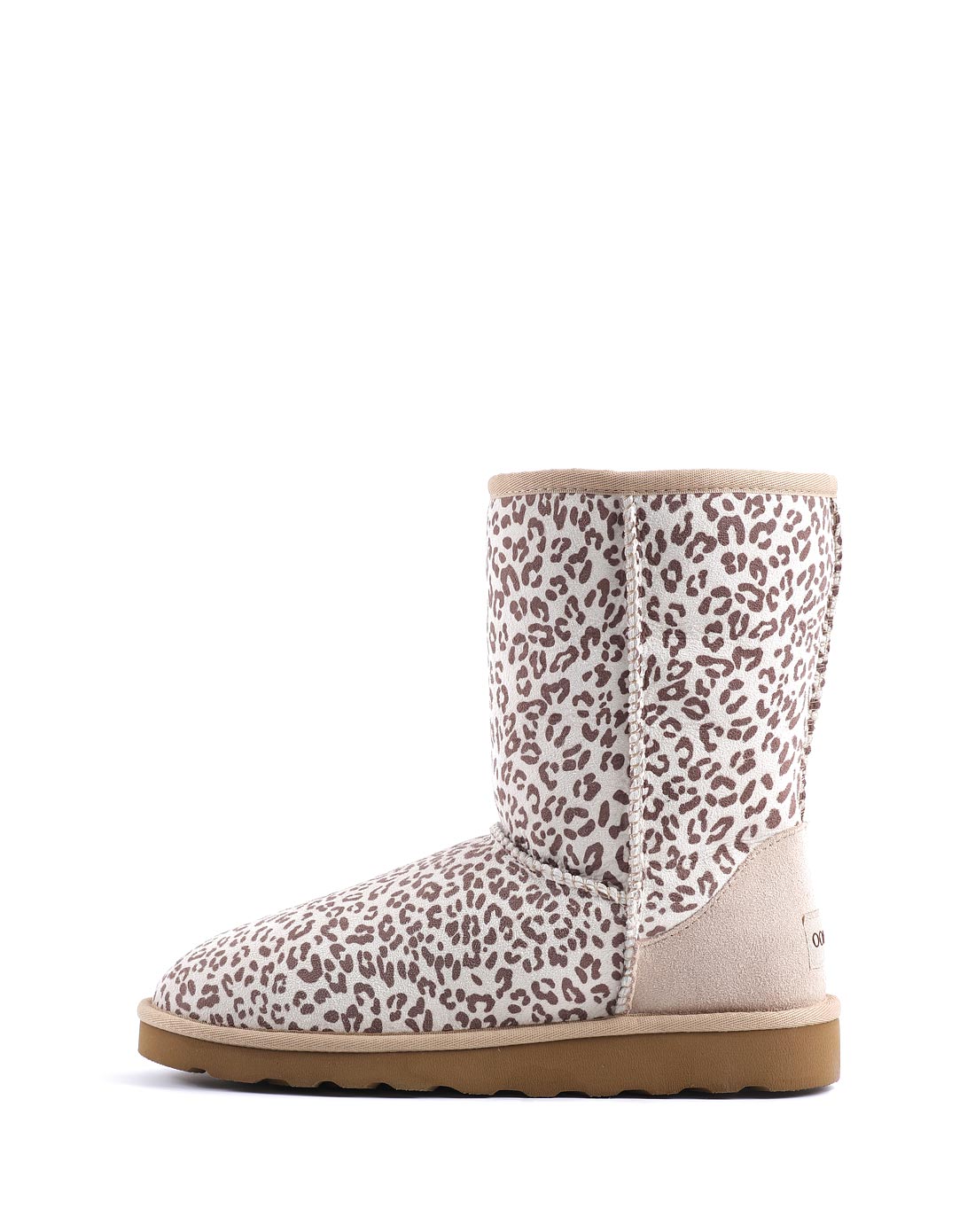 oorana白色豹纹羊皮毛一体雪地靴绒面皮女款中靴