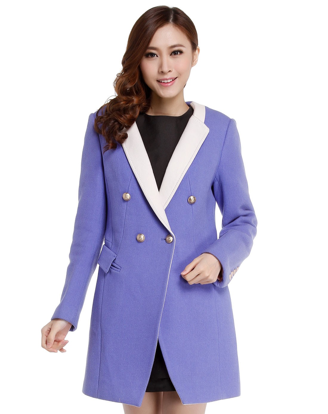 淡紫蓝色简约个性长袖长款外套