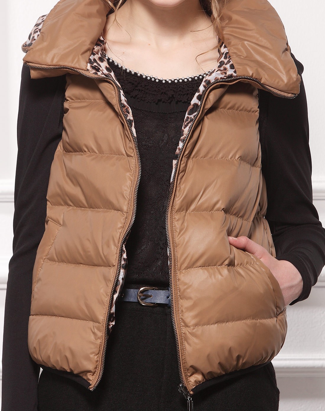 海贝ihappy女装专场 女摩卡羽绒服背心