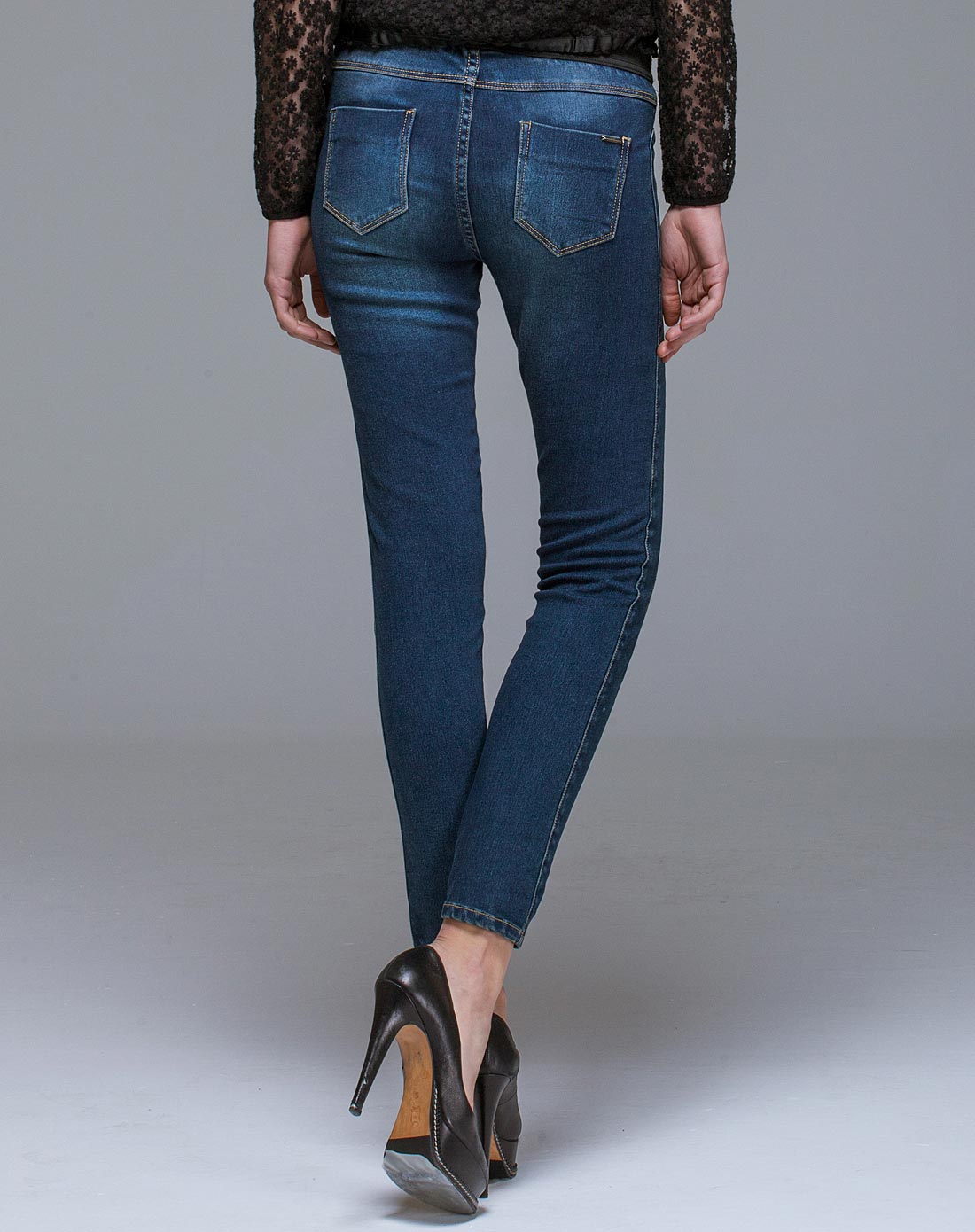 全城热恋弹力水洗牛仔打底裤-牛仔色