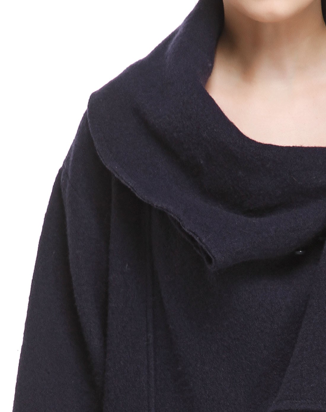 深蓝色舒适时尚长款八分袖针织衫