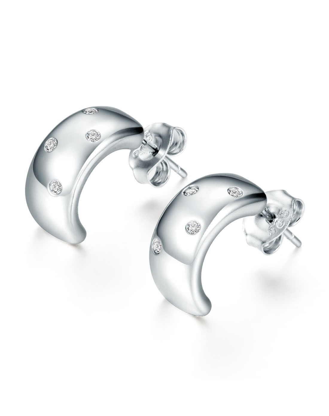 925银电镀白金&简约耳环