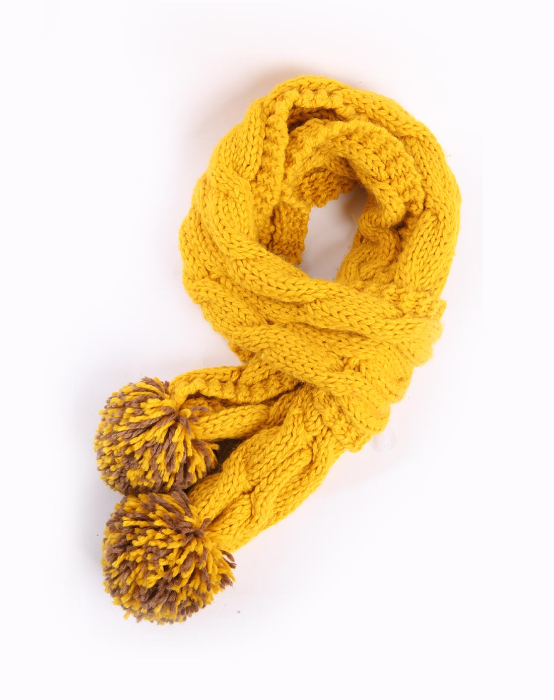 女童黄色可爱麻花粗毛线围巾
