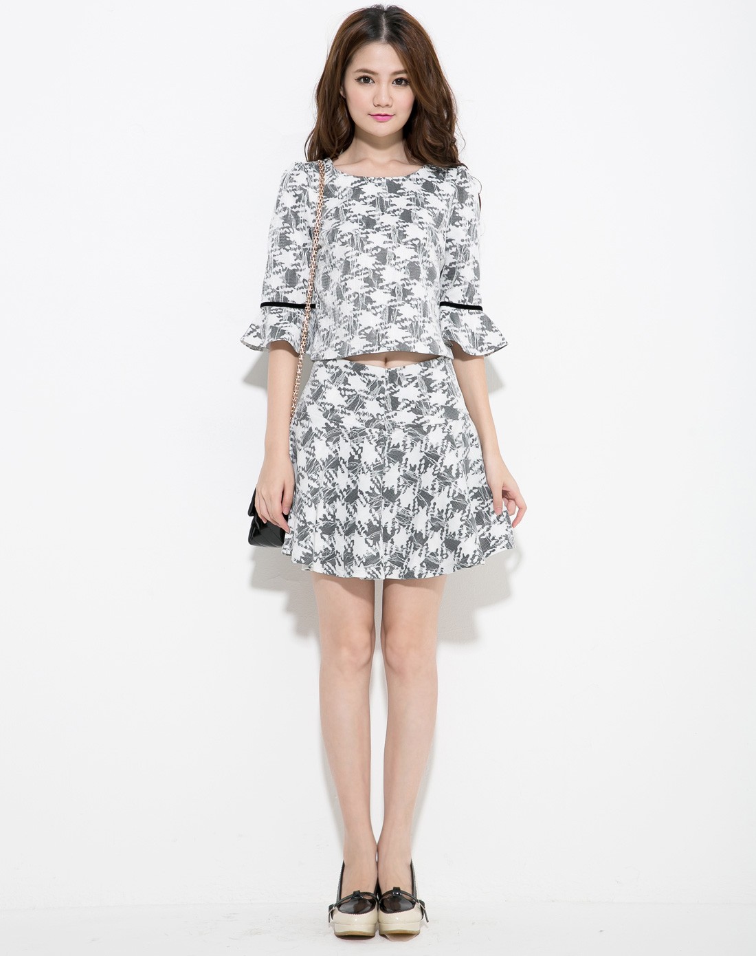 茵佳妮in-colour女装专场 > 黑白格套装裙