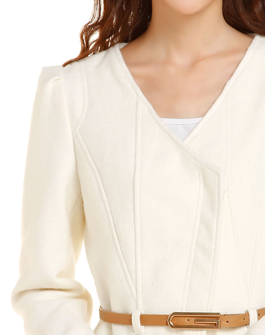 都市风情休闲浅米白色长袖外套