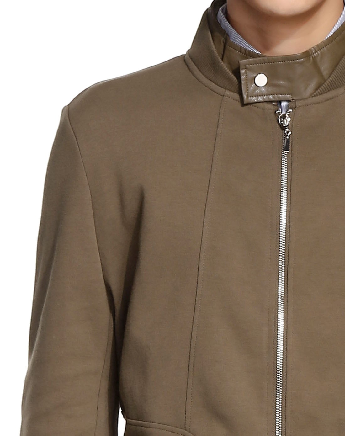 舒适绿棕色长袖外套