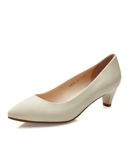 富贵鸟fu gui niao女款米白色低跟尖头时尚羊皮单鞋f48n059k20011