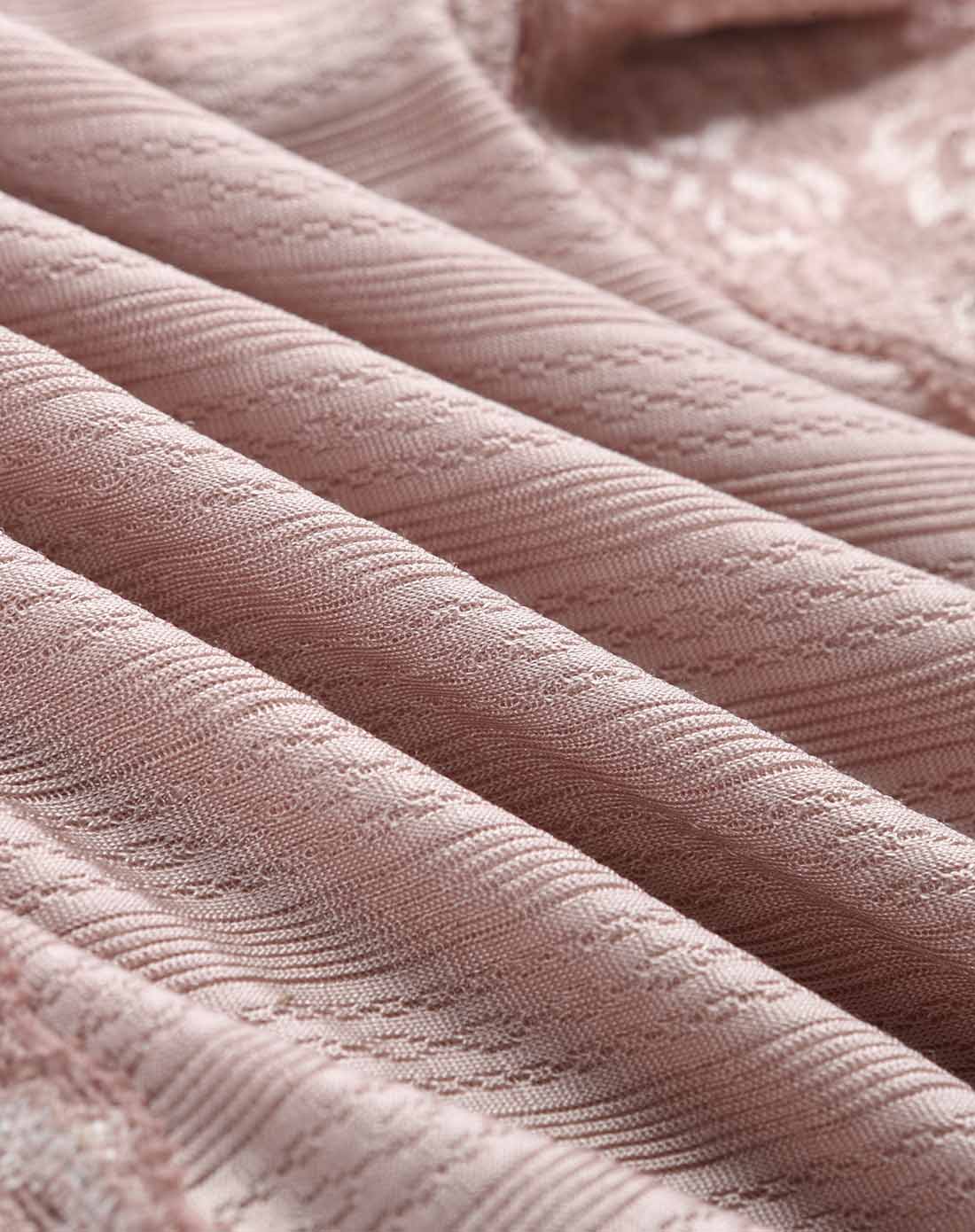 女赭石红真丝提花花边高腰四角裤