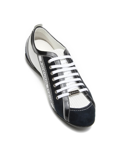 baldinini trend意大利进口蓝白色舒适平跟系带休闲鞋