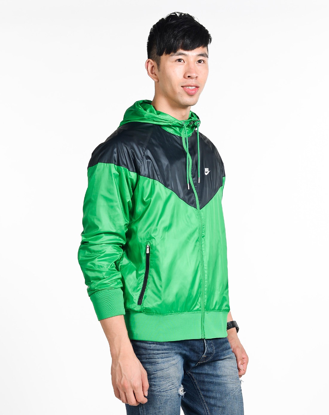 耐克nike 男子绿色训练连帽茄克