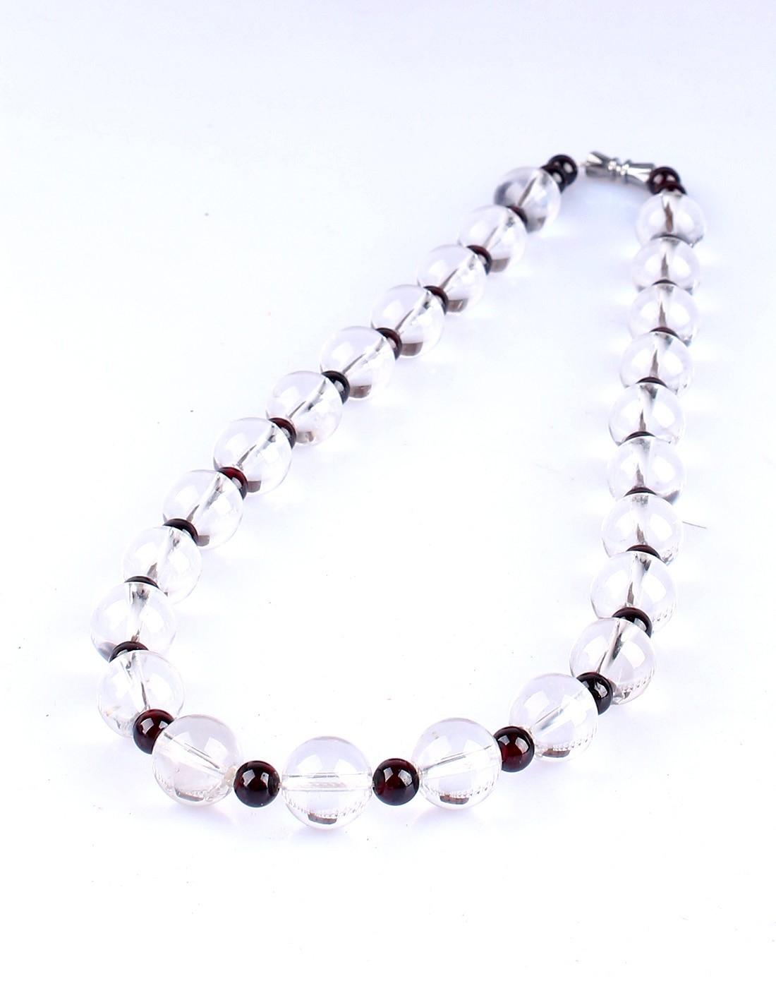 雅韵翩然天然白水晶配石榴石项链附证书