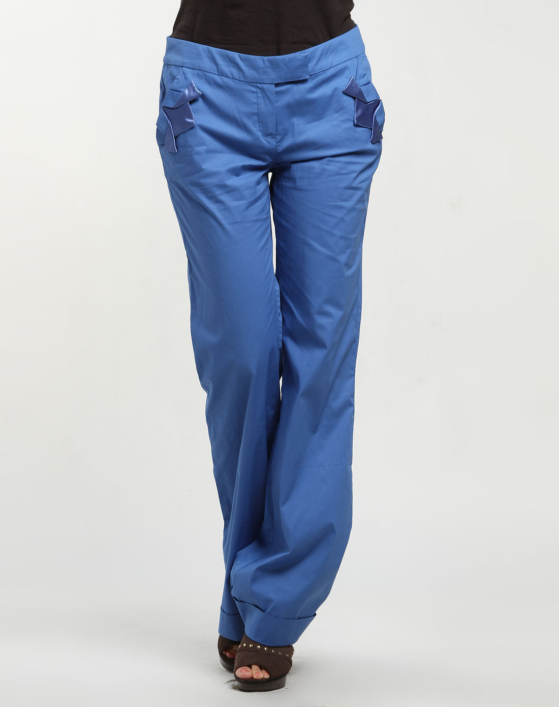 蓝色蝴蝶结时尚长裤