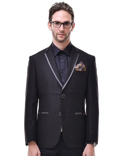 保罗威特黑色两扣韩版长袖西装pfcicajdf90990_唯品会