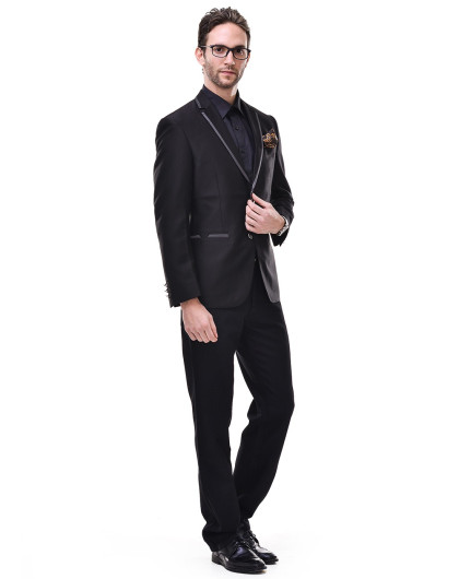 保罗威特黑色两扣韩版长袖西装pfcicajdf90990_唯品会