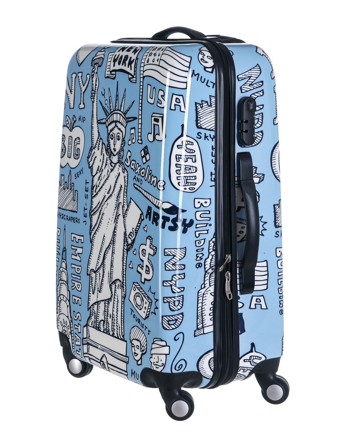 trablog蓝色自由女神涂鸦20潮款拉杆箱