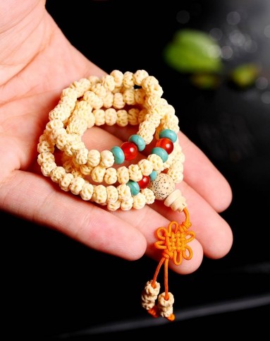 米黄色小如意菩提子手串1086mm