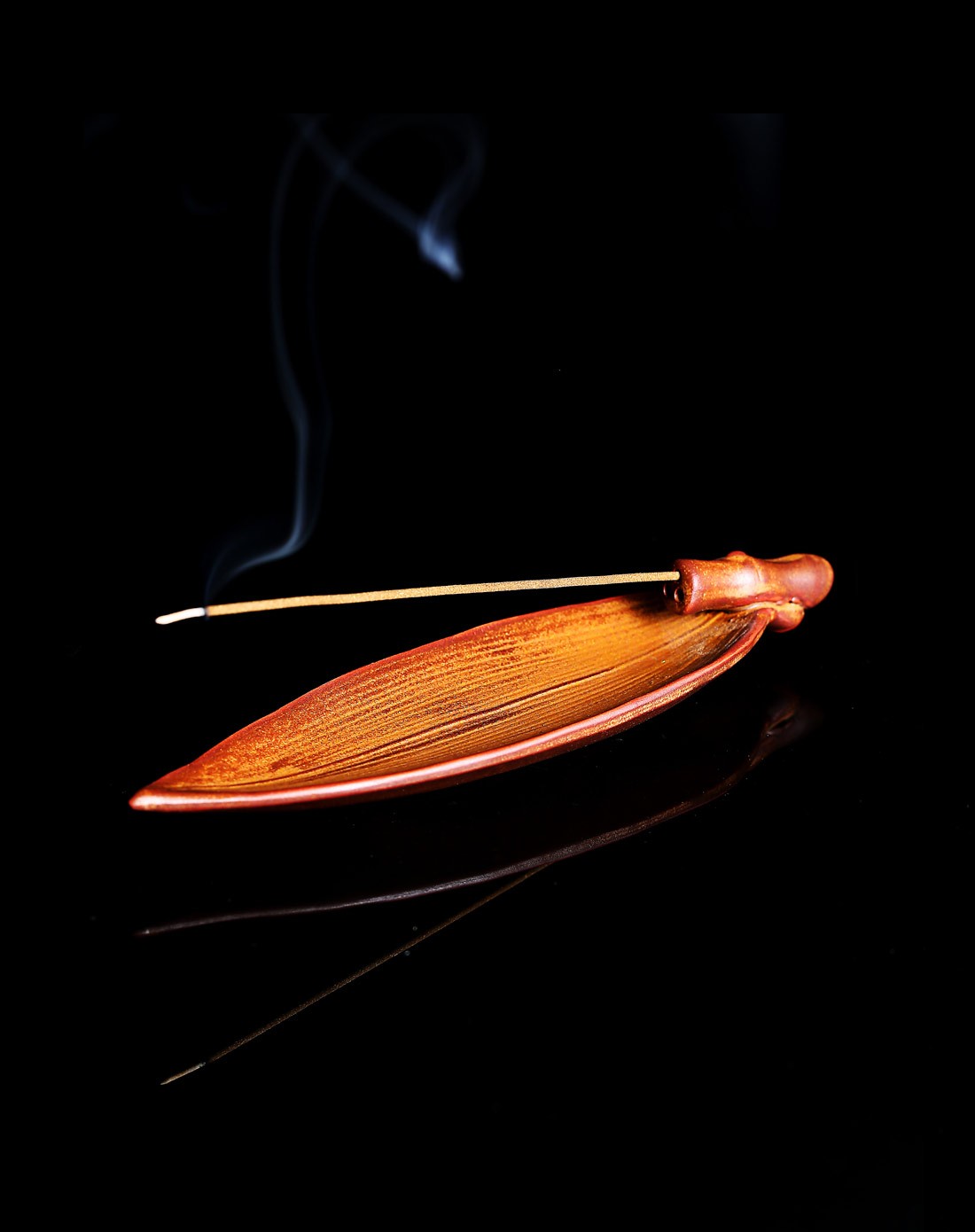 紫砂陶香插 竹叶款