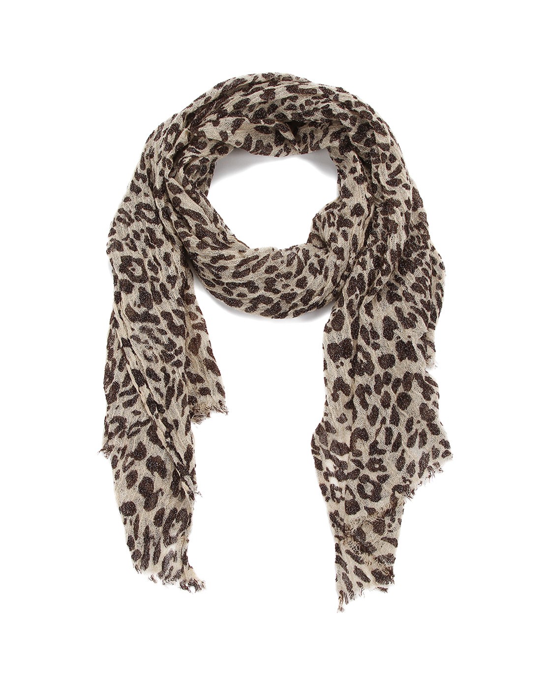 深啡/卡其色豹纹气质围巾