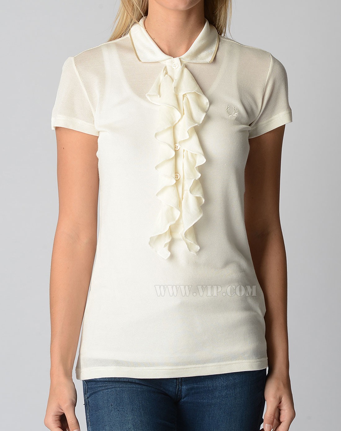 > 女款乳白色百搭舒适短袖polo衫
