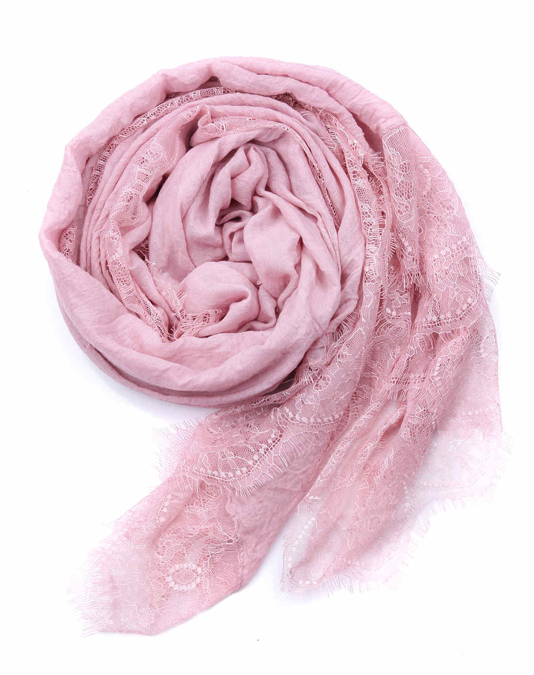 女款粉色蕾丝花边时尚围巾
