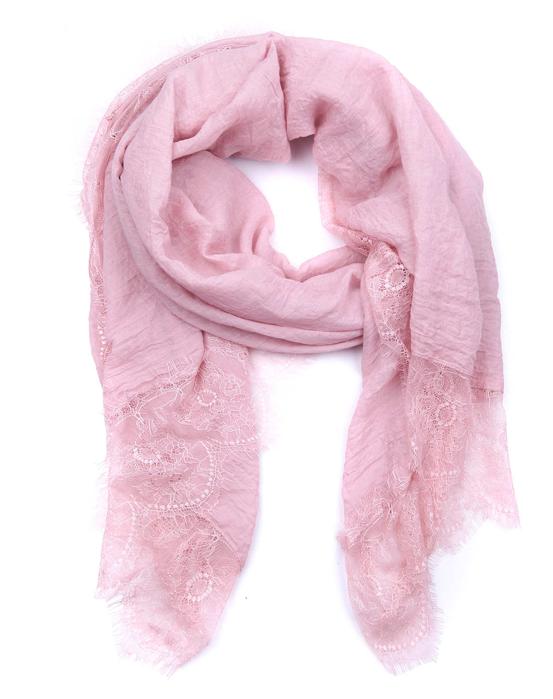 女款粉色蕾丝花边时尚围巾