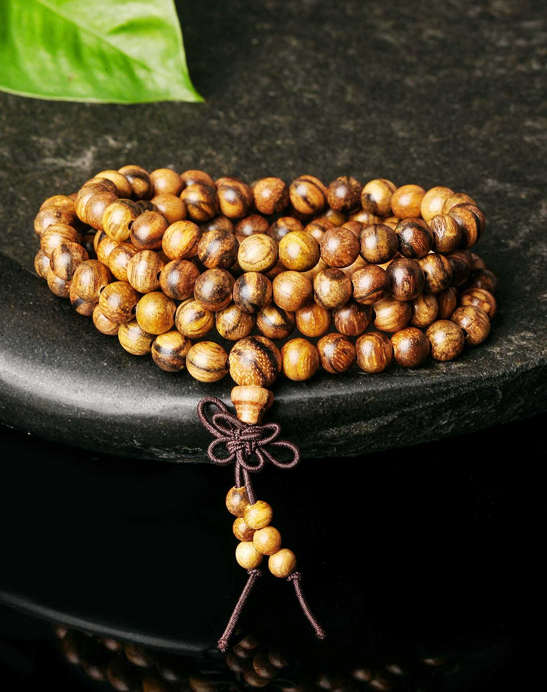 天然花奇楠原木108颗手串