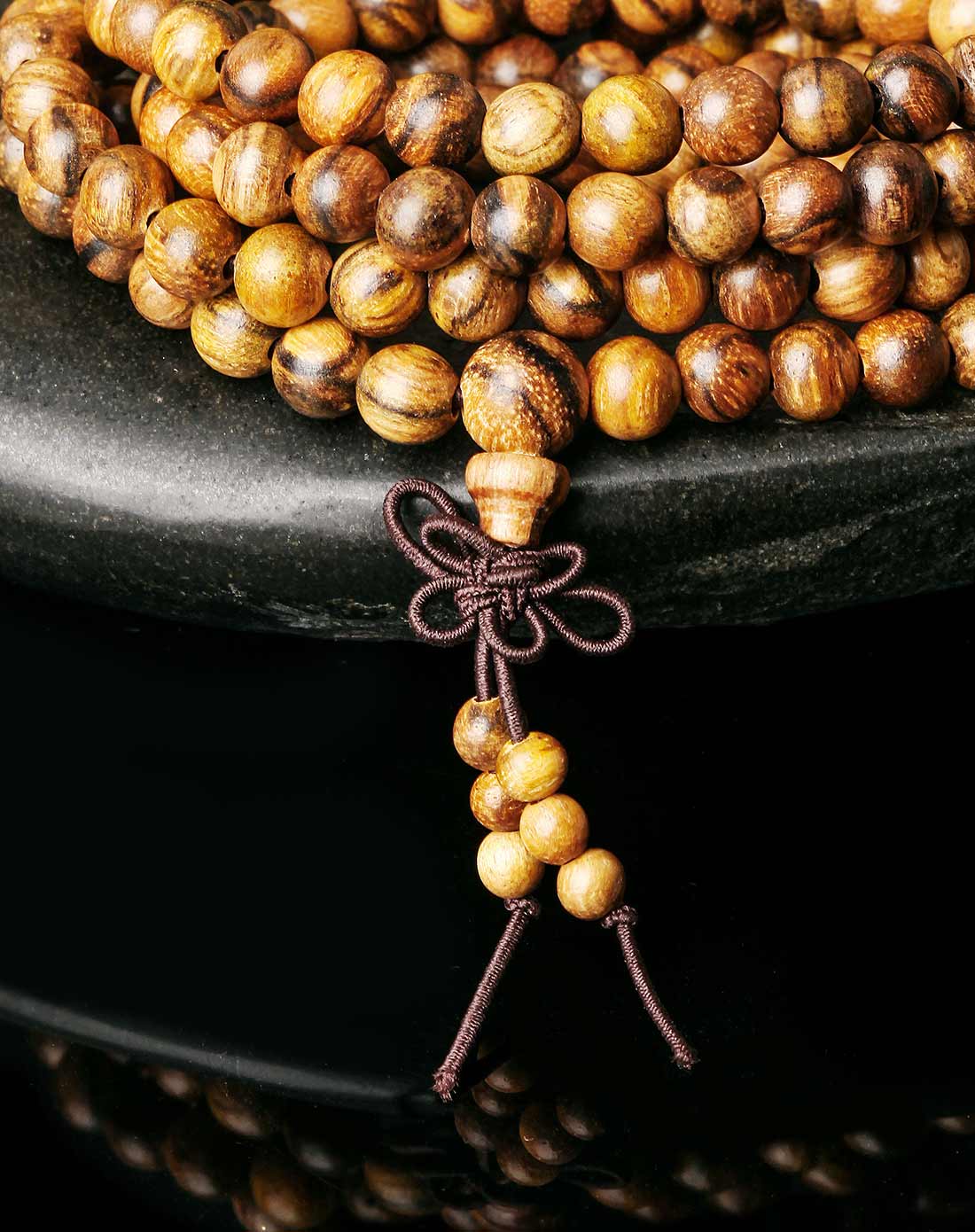 天然花奇楠原木108颗手串