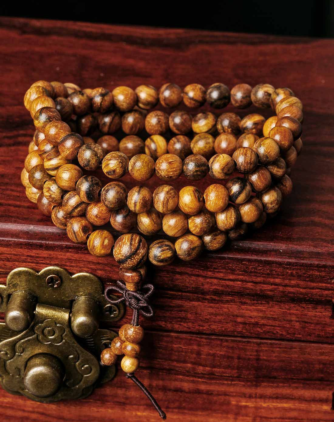 天然花奇楠原木108颗手串