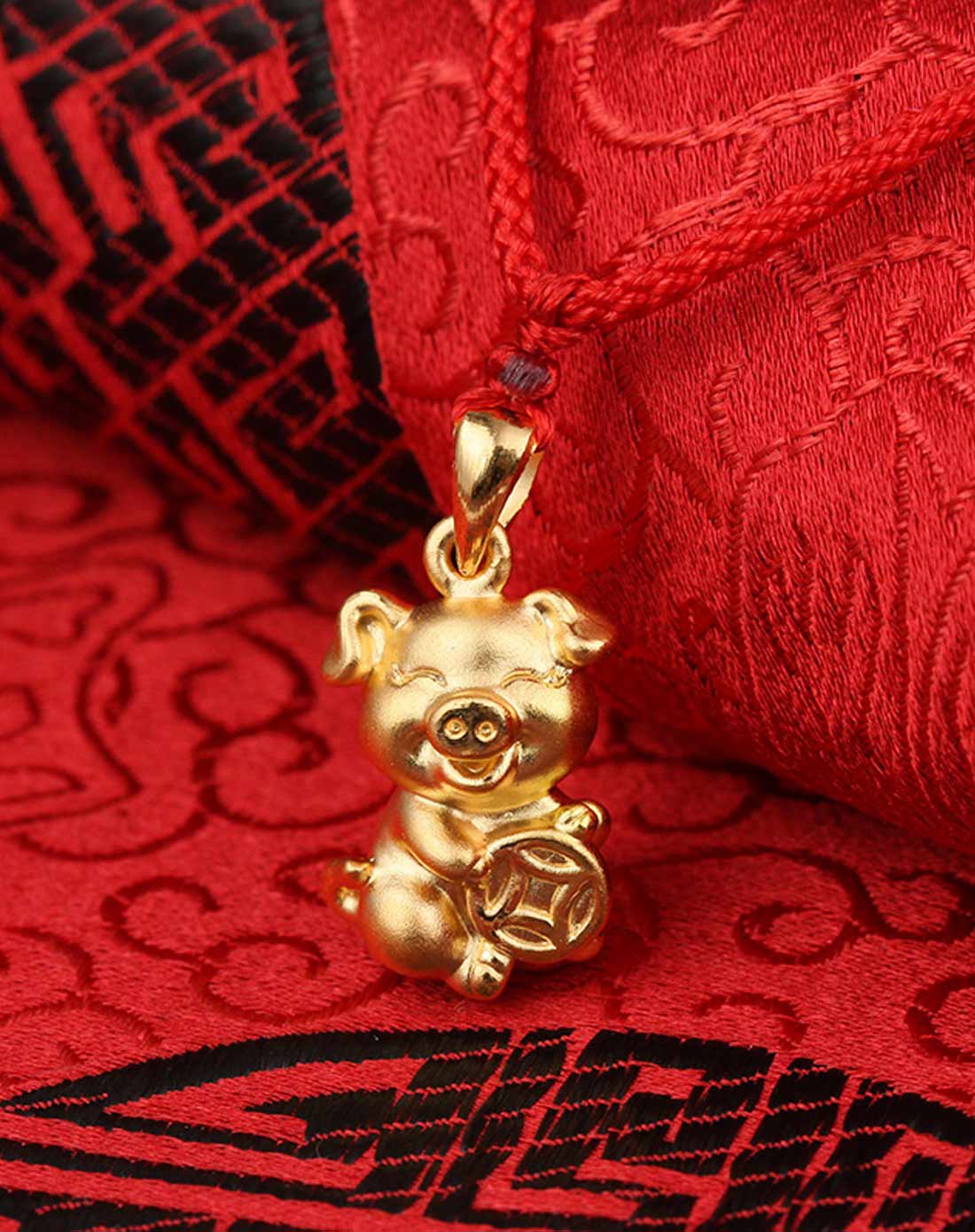 千足银3d硬银十二生肖猪吊坠