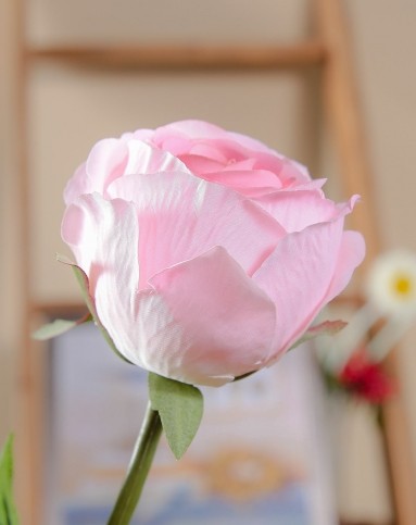 欧式唯美布艺仿真花束-2头宝石玫瑰粉色