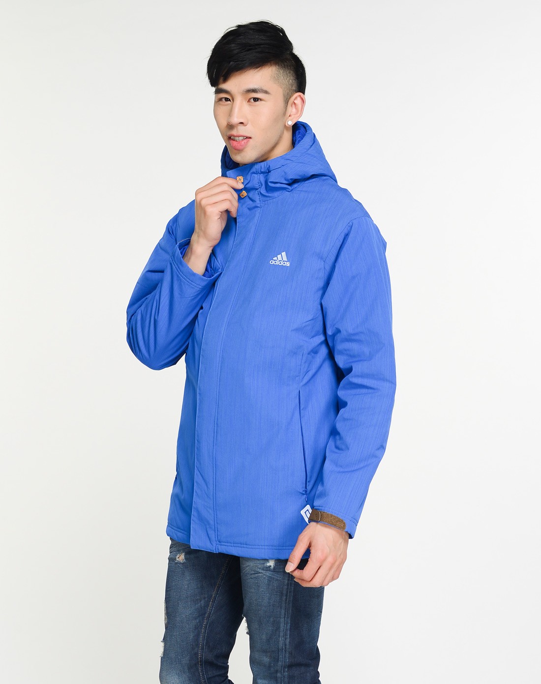 阿迪达斯 男款蓝色训练系列棉服