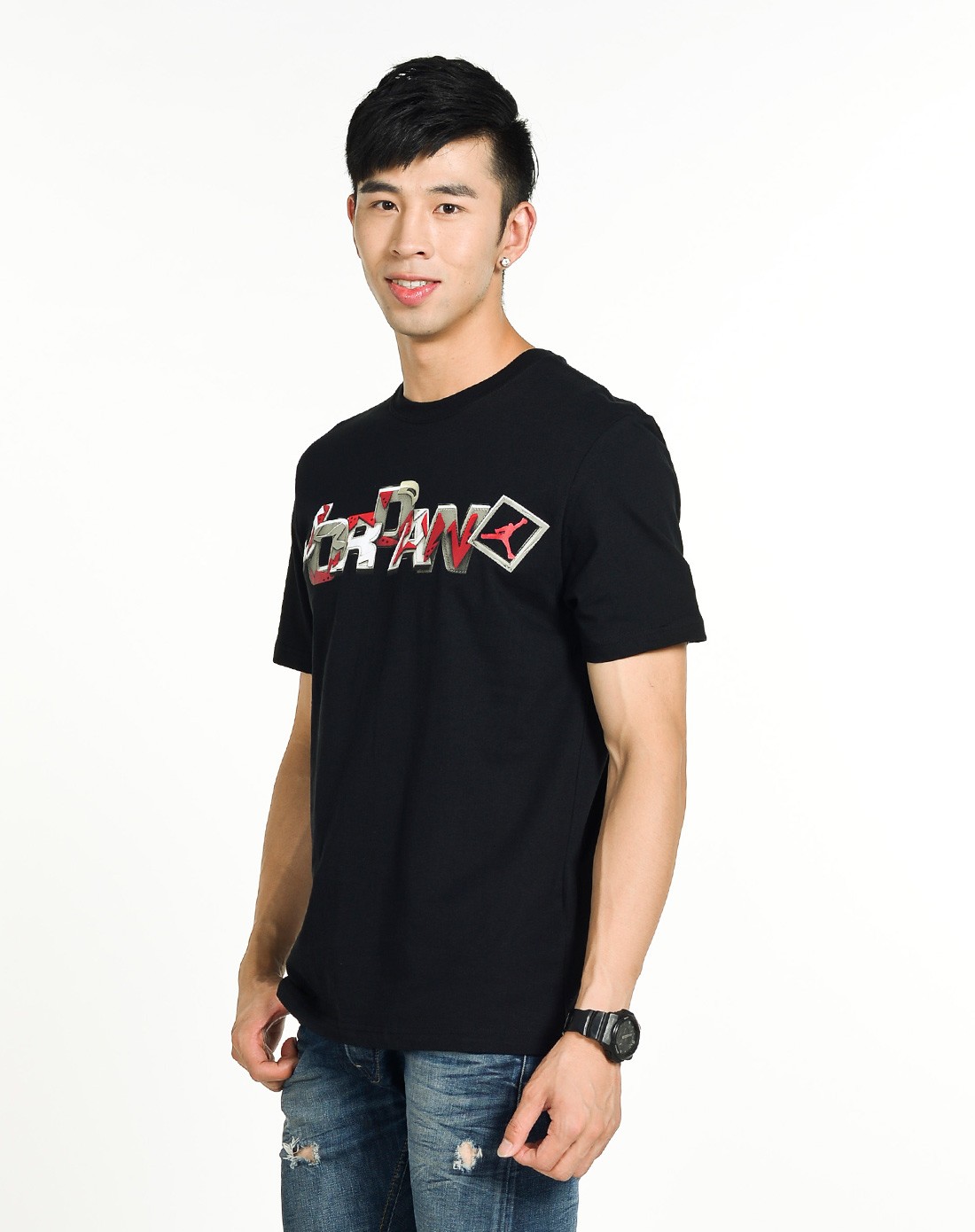 男款黑色篮球系列短袖t恤