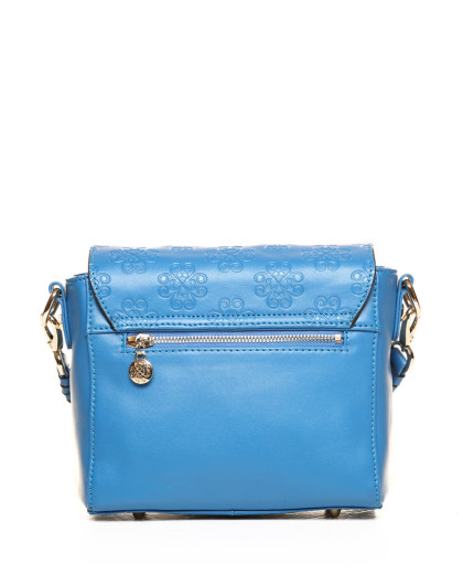 芭迪patty女包专场 蓝花朵压纹装饰牛皮单肩包