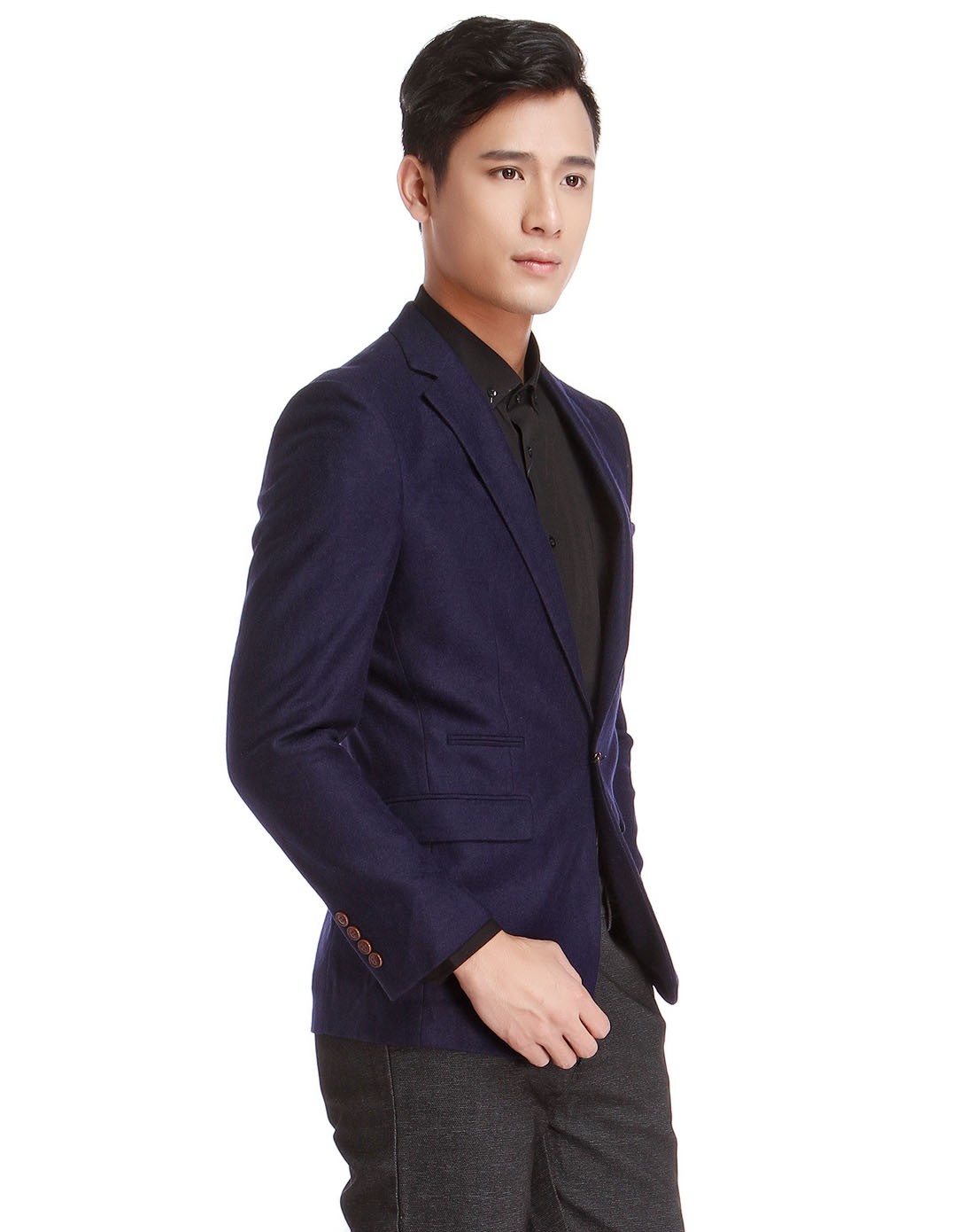 (专柜同步)蓝紫色绅士时尚长袖西服