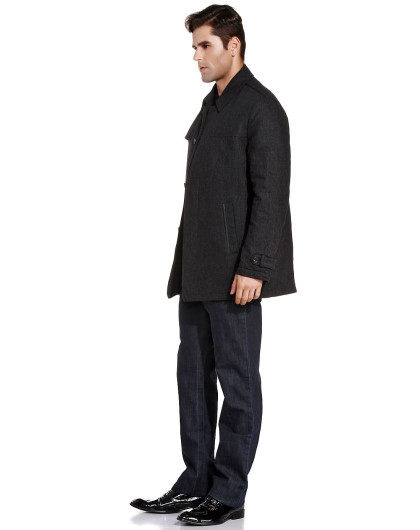 深蓝灰色时尚简洁大气长袖外套