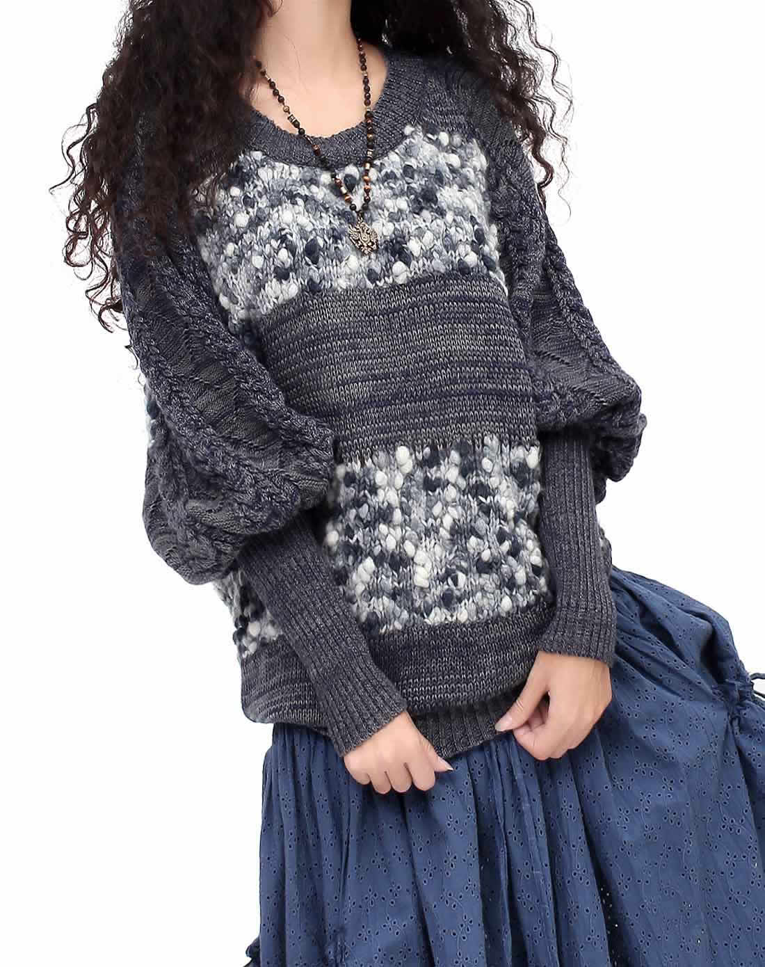 宫廷袖高端大肚纱绞花针织毛衣